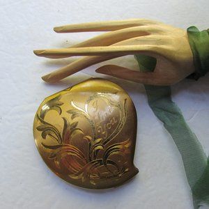 Vintage Elgin American Compact I Love You Gold Tone